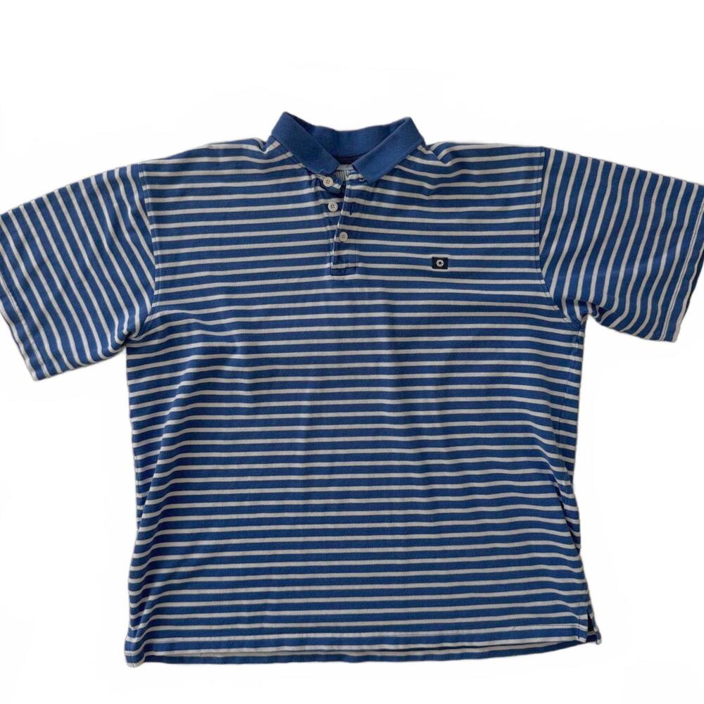 South Pole Authentic Striped‎ Polo Shirt Men's XL Vintage Blue Skater Y2K
